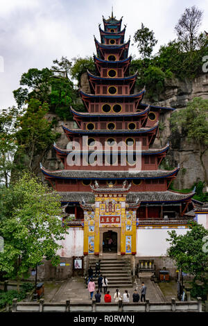 Historic Shibaozhai temple along Yangtze River Stock Photo