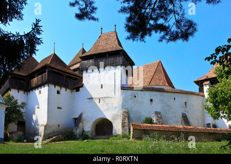 The 13th-century Lutheran fortified church (UNESCO World Heritage Site) in Viscri, Romania Stock Photo