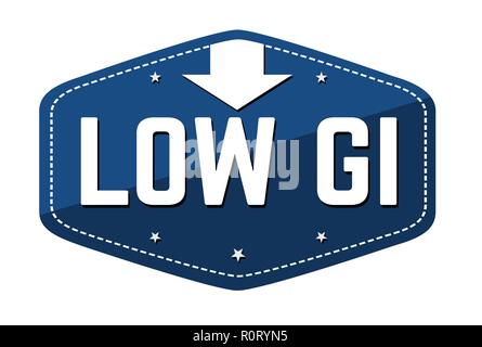 Low Glycemic Index (GI) label or sticker on white background, vector illustration Stock Vector