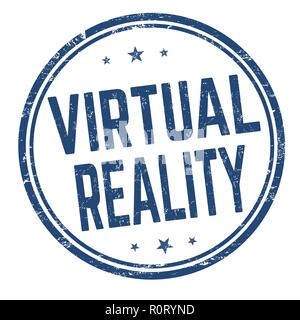Virtual reality sign or stamp on white background, vector illustration Stock Vector