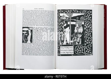 Le Morte d'Arthur by Sir Thomas Malory. Illustration How Morgan Le Fay Gave a Shield to Sir Tristram by Aubrey Beardsley Stock Photo