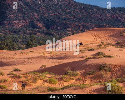 ATV on the dunes, Coral Pink Sand Dunes State Park, Kanab, Utah. Stock Photo