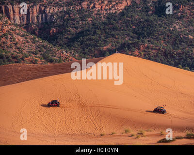 ATV on the dunes, Coral Pink Sand Dunes State Park, Kanab, Utah. Stock Photo