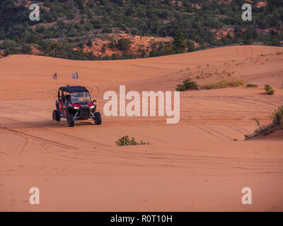 ATV on the dunes, Coral Pink Sand Dunes State Park, Kanab, Utah. Stock Photo