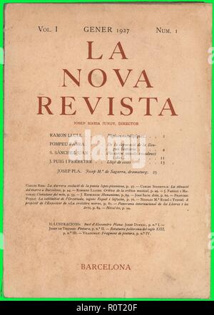 Portada de la revista literaria La Nova Revista, número uno, editada en Barcelona, enero de 1927. Stock Photo