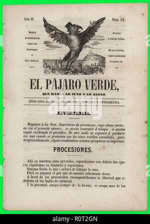 Portada de la revista El Pájaro Verde, editada en Barcelona, año 1881. Stock Photo