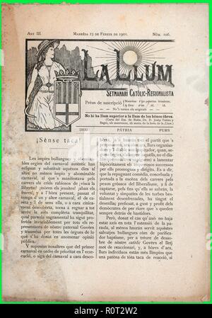 Portada de la revista La Llum, editada en Manresa, febrero de 1901. Stock Photo