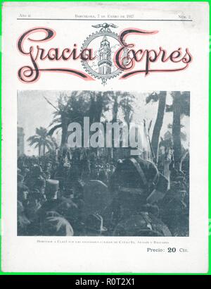 Portada de la revista Gracia Exprés, editada en Barcelona, enero de 1917. Stock Photo
