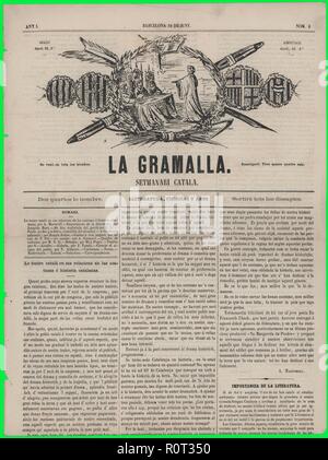 Portada de la revista La Gramalla, editada en Barcelona, junio de 1870. Stock Photo