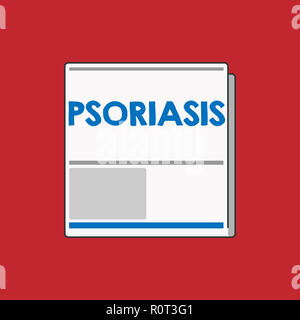 Writing note showing Psoriasis. Business photo showcasing Common skin condition that speeds up the life cycle of skin cells. Stock Photo