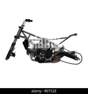 Bike Frame and Engine on white. 3D illustration Stock Photo