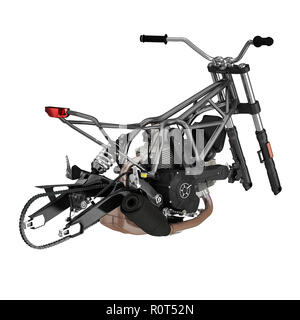 Bike Frame and Engine on white. 3D illustration Stock Photo