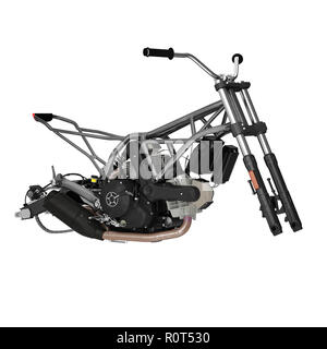 Bike Frame and Engine on white. 3D illustration Stock Photo