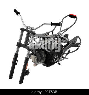 Bike Frame and Engine on white. 3D illustration Stock Photo