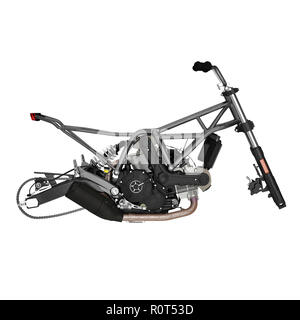 Bike Frame and Engine on white. 3D illustration Stock Photo