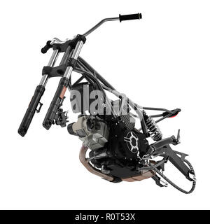 Motor bike Engine block and Frame on white. 3D illustration Stock Photo