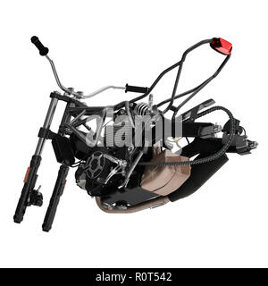 Motor bike Engine block and Frame on white. 3D illustration Stock Photo