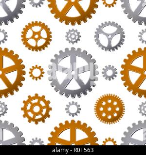 Seamless pattern background with gears. Vector illustration. Industrial wallpaper. Stock Vector