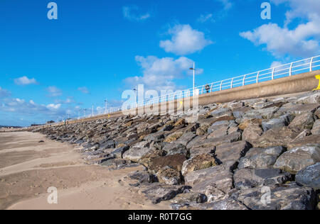 The Sea Wall at Aberavon Beach on the South Wales coast Stock Photo