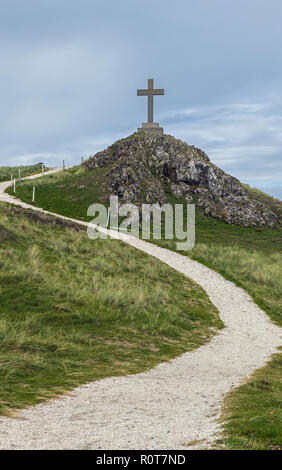 St Dwynwens Cross on Llanddwyn Island Anglesey North Wales Stock Photo