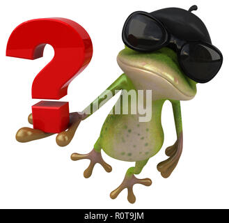 Fun french frog - 3D Illustration Stock Photo