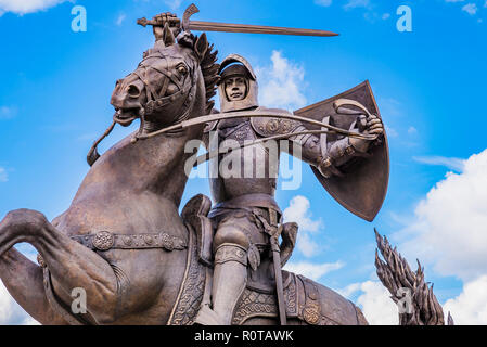 Monument to Vytis, Vytautas the Great. Kaunas, Kaunas County, Lithuania, Baltic states, Europe. Stock Photo
