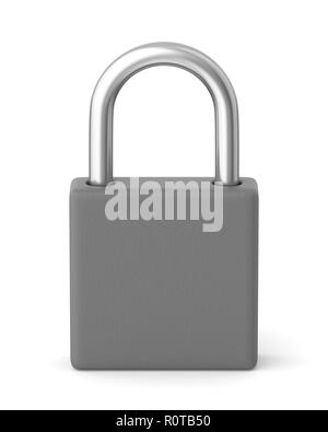 3d rendered grey metal padlock on a white background Stock Photo - Alamy