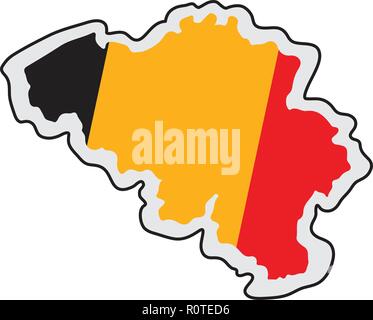 Map of Belgium with its flag Stock Vector