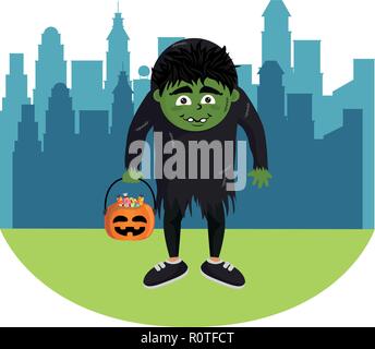 Kid with halloween costume Stock Vector