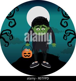 Kid with halloween costume Stock Vector