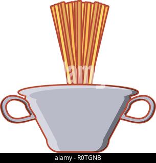 spaghetti raw in bowl isolated icon vector illustration design Stock Vector