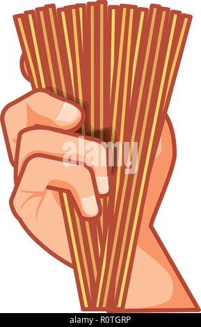hand with spaghettis raws vector illustration design Stock Vector