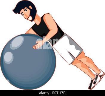 young athletic man practicing pilates vector illustration design Stock ...