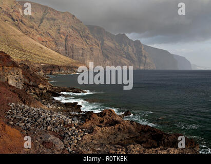 Sea cliffs at Punta de Teno on the Atlantic coast of Tenerife in the Canary Islands Stock Photo