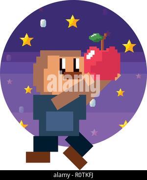 pixel video game level stars clouds vector illustration Stock Vector ...