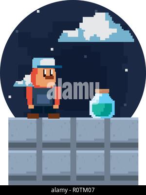 character with bottle potion video game vector illustration Stock ...