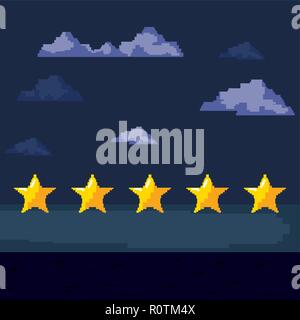 heart on cloud stars scene video game vector illustration Stock Vector ...