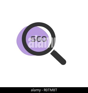 Magnifying glass looking for a SEO isolated web icon. Vector illustration Stock Vector