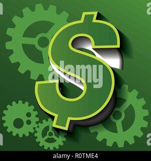 Vector symbol of business are money and gear. Stock Vector