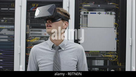 VR glasses and data center Stock Photo