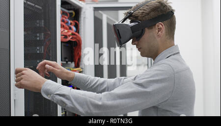 VR glasses and data center Stock Photo
