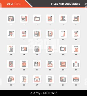 Files and Documents Flat Line Web Icon Concepts Stock Vector