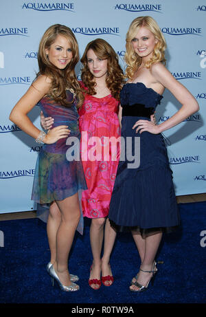 JoJo, Emma Roberts and Sara Paxton at the AQUAMARINE Premiere at the Zanuck Theatre in The Fox Lot in Los Angeles. February 26, 2006.          -       Stock Photo