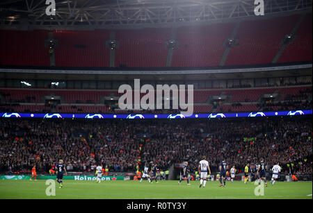 A view of empty seats during the UEFA Champions League match at Wembley Stadium, London. PRESS ASSOCIATION Photo. Picture date: Tuesday November 6, 2018. See PA story soccer Tottenham. Photo credit should read: Adam Davy/PA Wire.