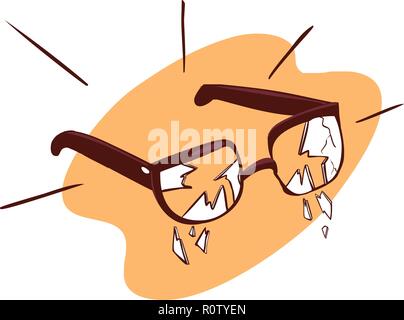 Broken glasses. Vector sketch Stock Vector