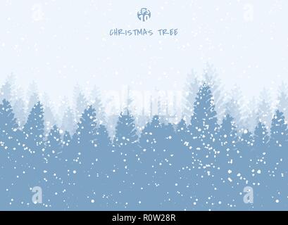 Winter landscape christmas holiday trees against the blue sky with snow horizontal background. Vector illustration Stock Vector