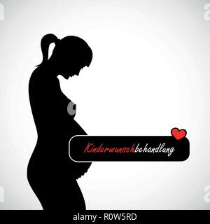 Pregnant woman silhouette child wish treatment vector illustration Stock Vector