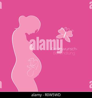 Pregnant woman child wish treatment butterfly vector illustration Stock Vector