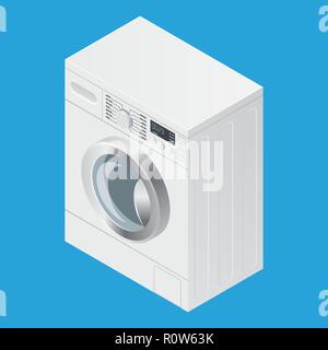 Realistic detailed isometric 3d washing machine icon Stock Vector