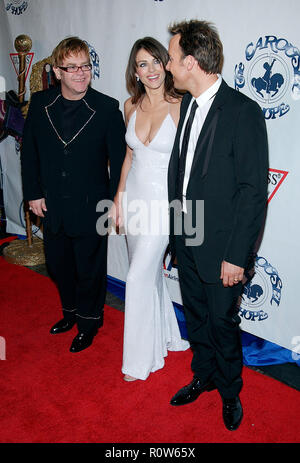 Elizabeth Hurley, Elton John arriving at the Carousel of Hope which support the Barbara Davis Center for Childhood Diabetesat the Beverly Hilton in Lo Stock Photo